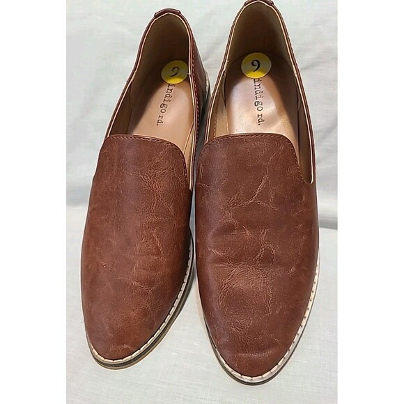 Indigo Rd Brown Cognac Tan Camel Hopeful Slip On Faux Leather Loafer Flat Shoe 9 - Picture 2 of 7